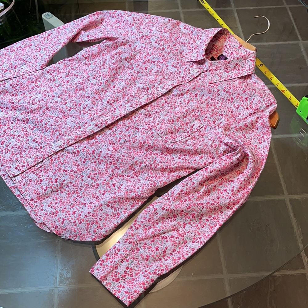 J. Crew Pink and White Floral Button-Up Blouse